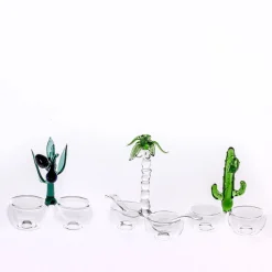 Portofino Handcrafted Glass Cactus Salt&Pepper Set