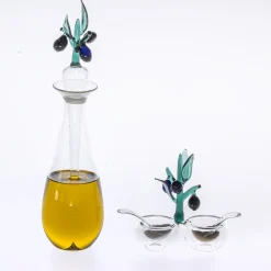 Portofino Handcrafted Olive Glass Salt&Pepper Set