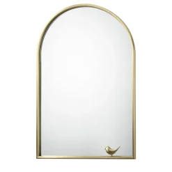 Portrait with Birdie Mirror in Satin Brass By Elisa Giovannoni