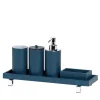 Poseidon Blue Leather Round Bath Set