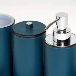 Poseidon Blue Leather Round Bath Set