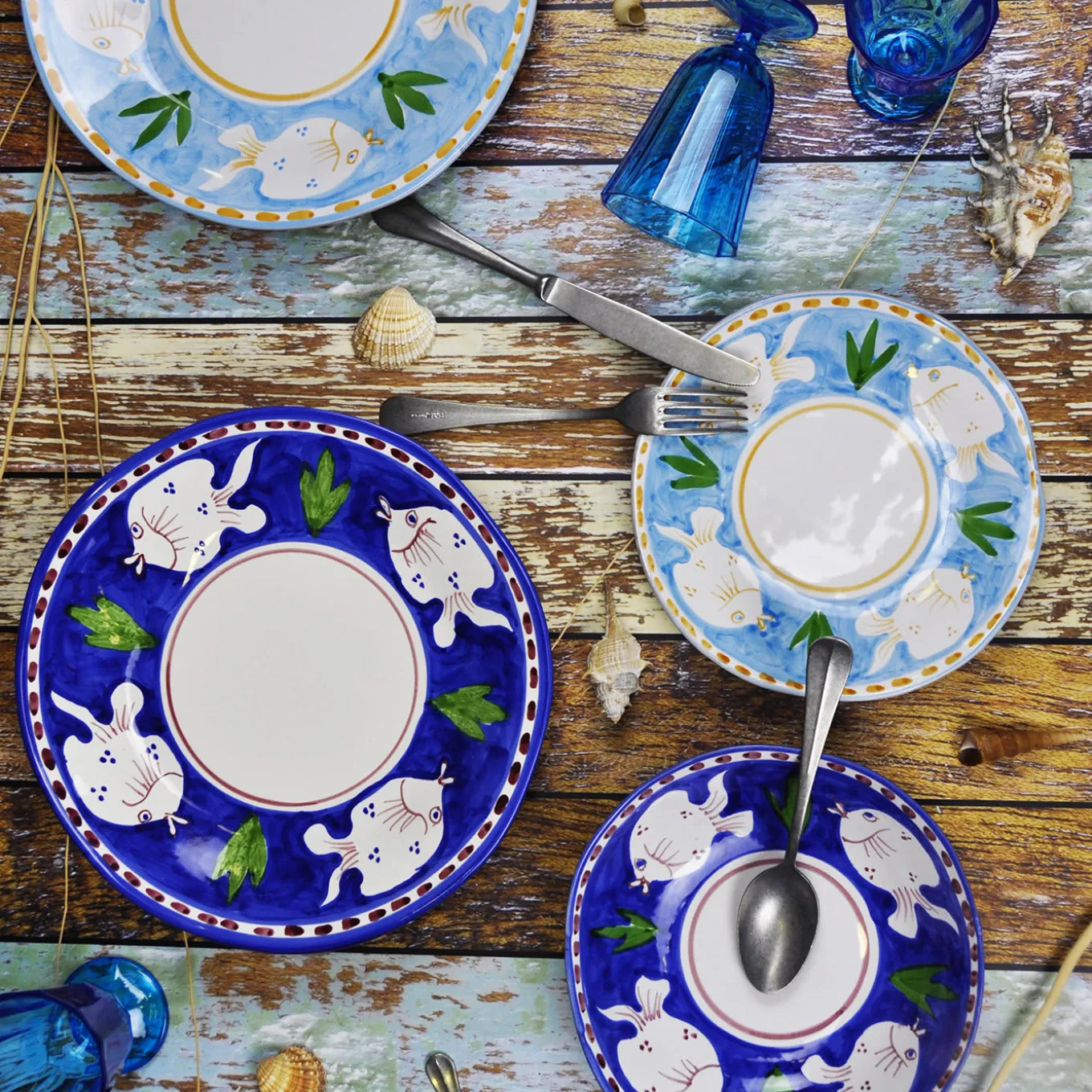 Poseidon 18-Piece Blue Plate Setting