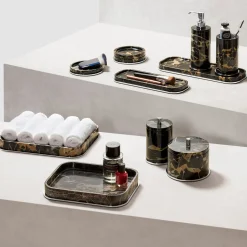 Positano Black Marble Rectangular Large Tray