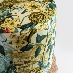 Pouf Notti d'Oriente with botanical fantasy and basket base
