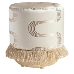 Pouf Vague Ivory with Rubelli archive fabric and basket base
