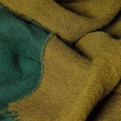 Presagio Fribged Double-Sided Green & Brown Wool Blanket