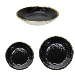 Preta Oro Black Gold Dinner Plates Set for 6