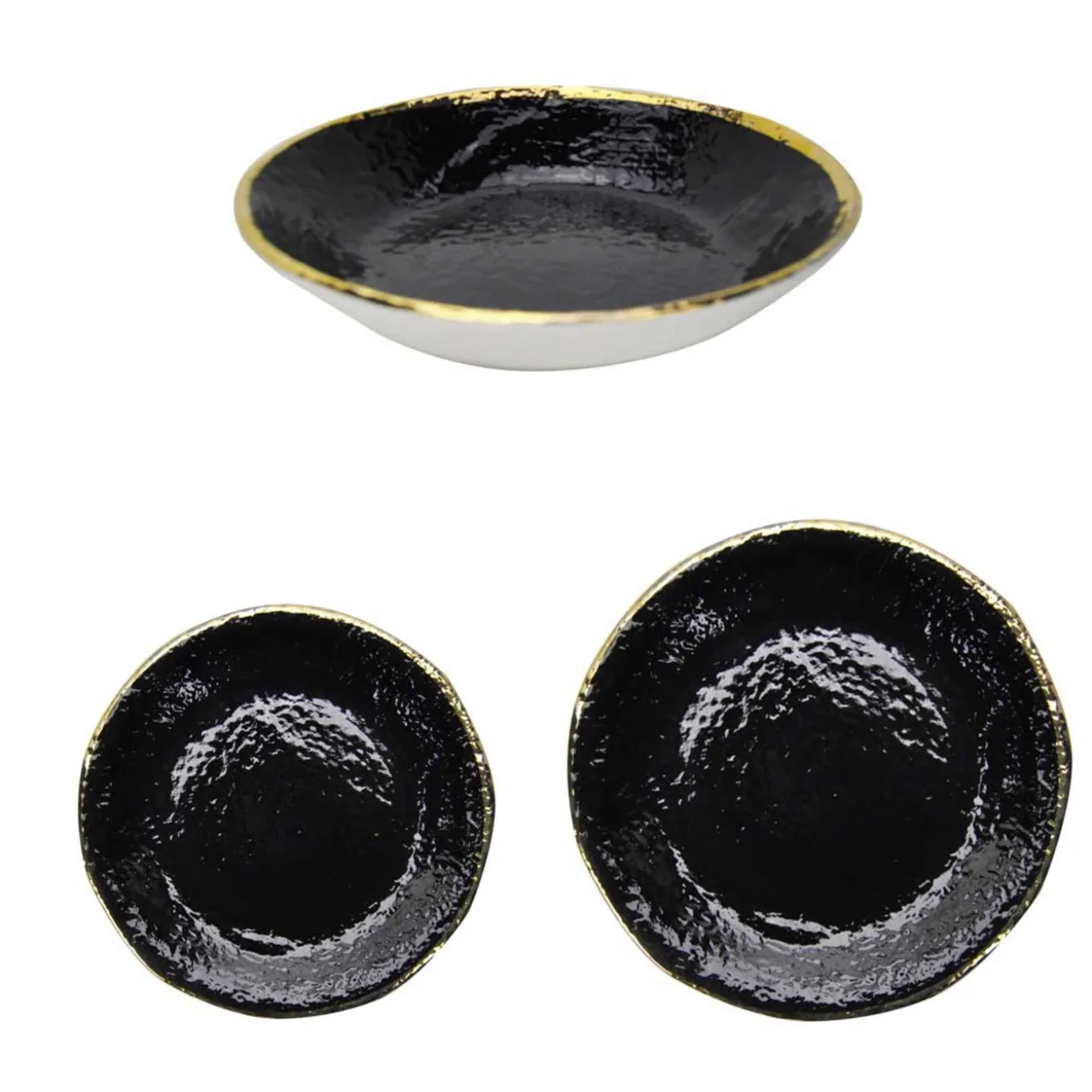 Preta Oro Black Gold Dinner Plates Set for 6