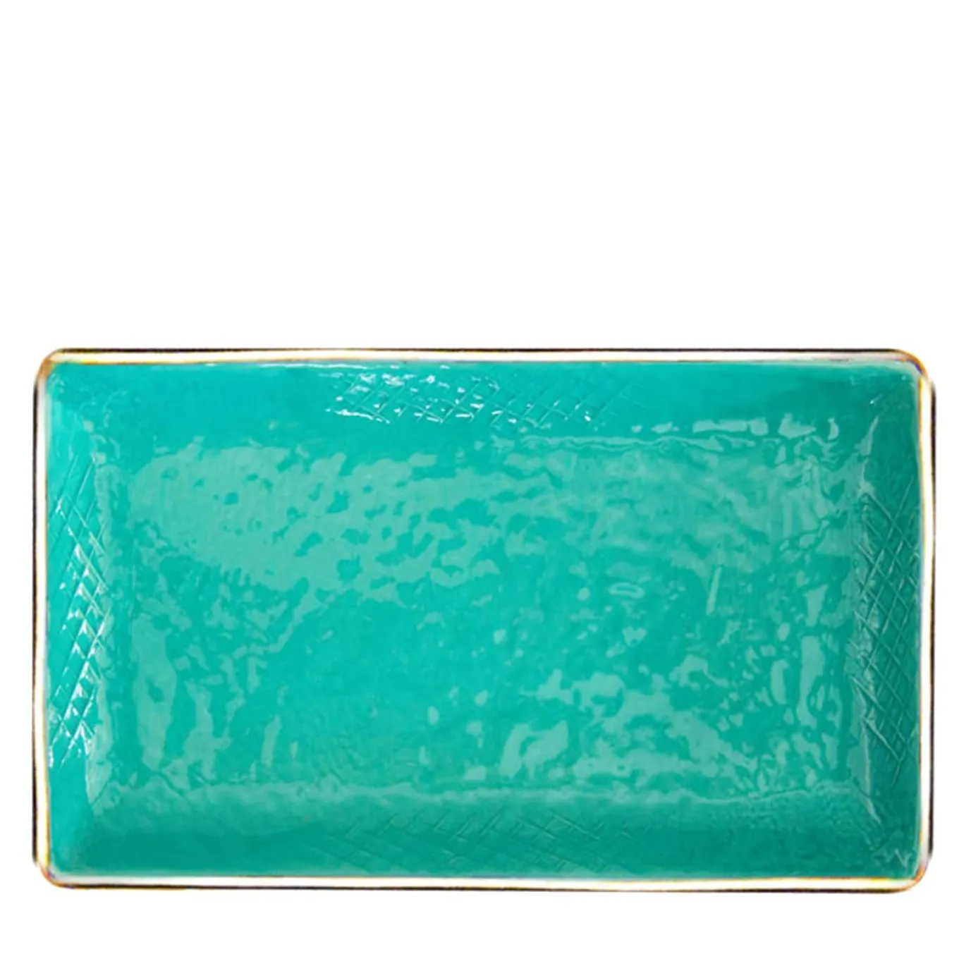 Preta Oro Set of 6 Large Aquamare Rectangular Plates 32cm