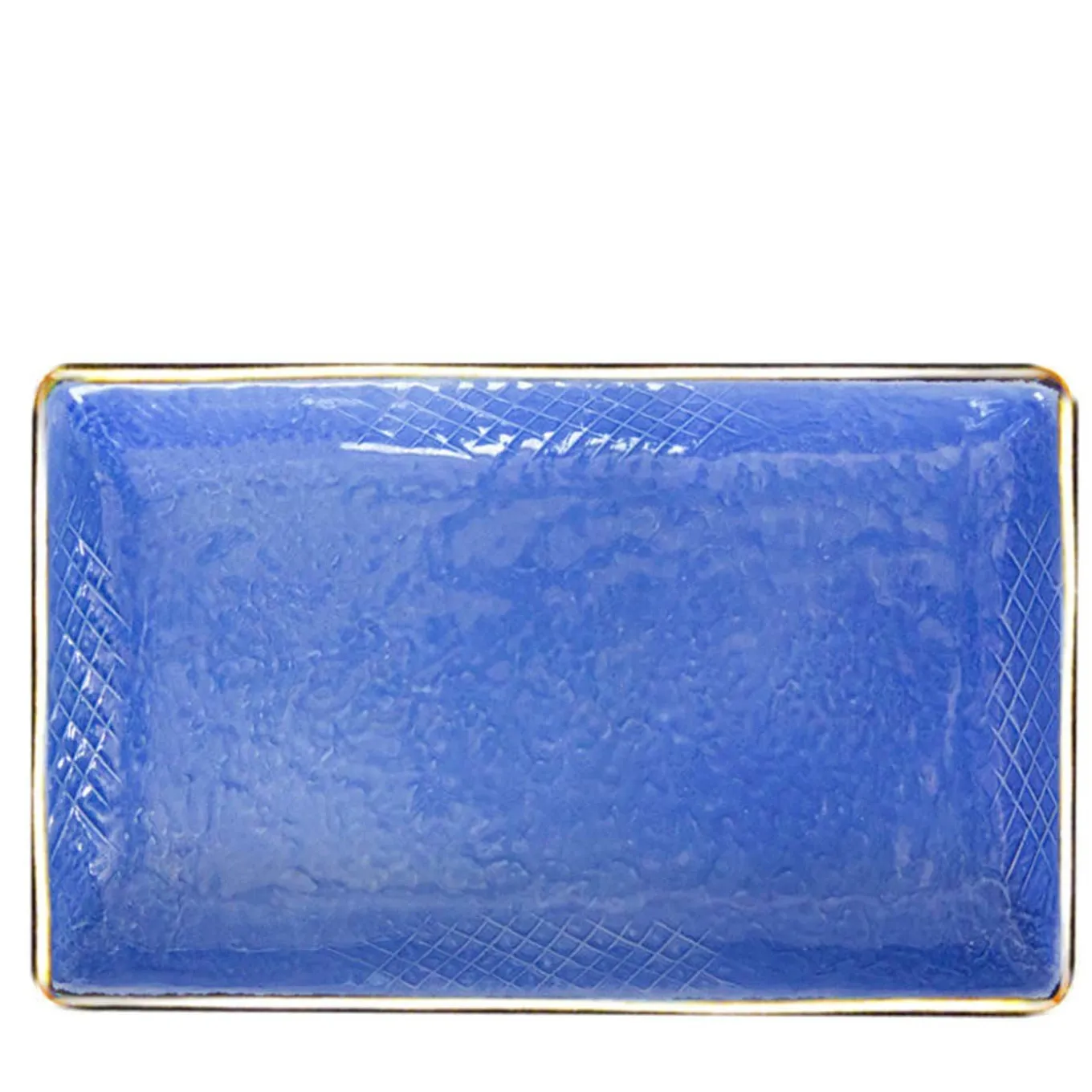 Preta Oro Set of 6 Large Blue Rectangular Plates 32cm