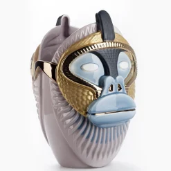 Primates Kandti Glossy Lilac Ceramic With Metal Details Vase By Elena Salmistraro