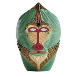 Primates Mandrillus Green Ceramic With Metal Details Vase By Elena Salmistraro