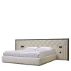Princess Quilted Beige Leather & Canaletto Walnut Double Bed