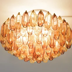 Prismatico 91 Elements Amber And Amethyst Compact Glass Chandelier