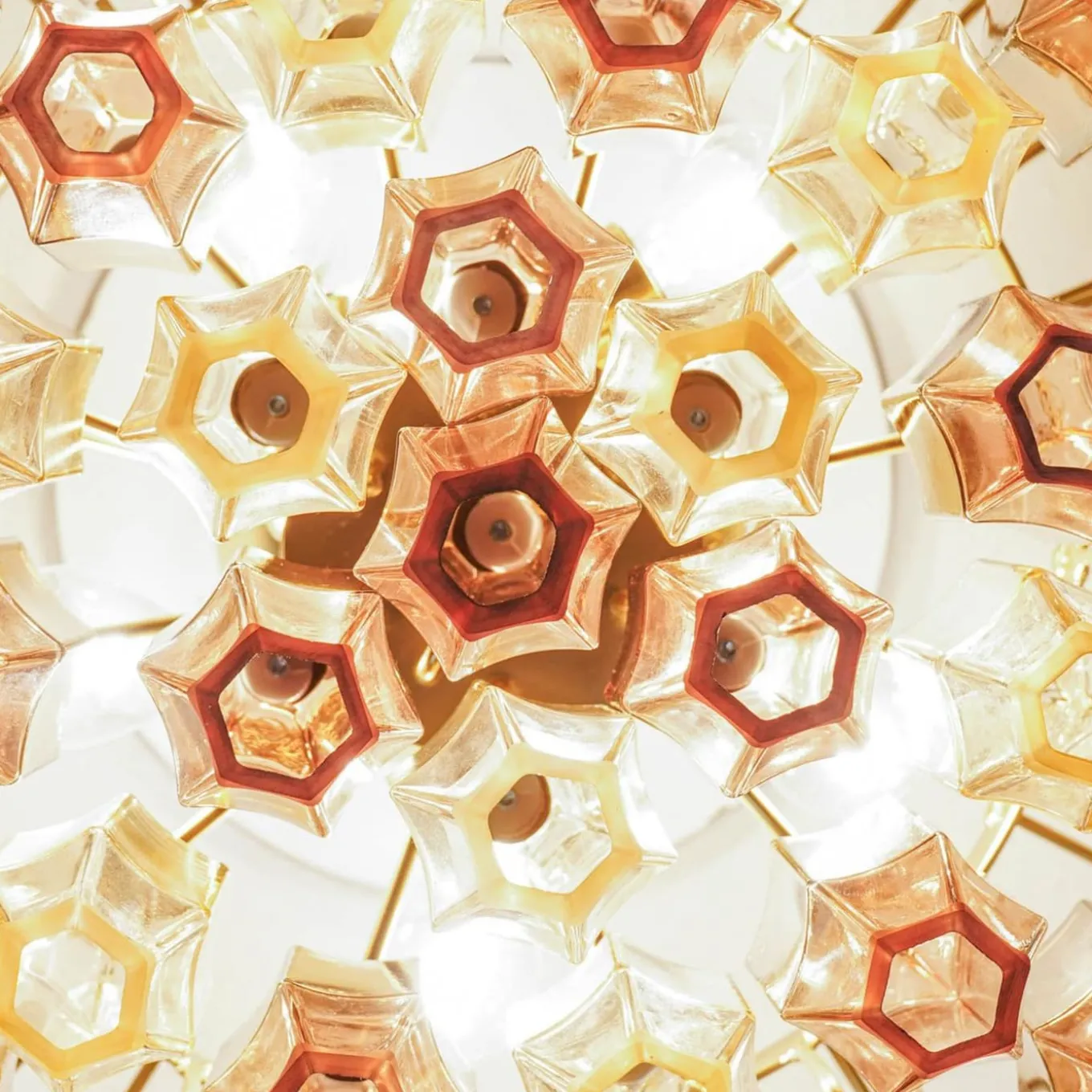 Prismatico 91 Elements Amber And Amethyst Compact Glass Chandelier