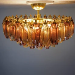 Prismatico 91 Elements Amber And Amethyst Compact Glass Chandelier