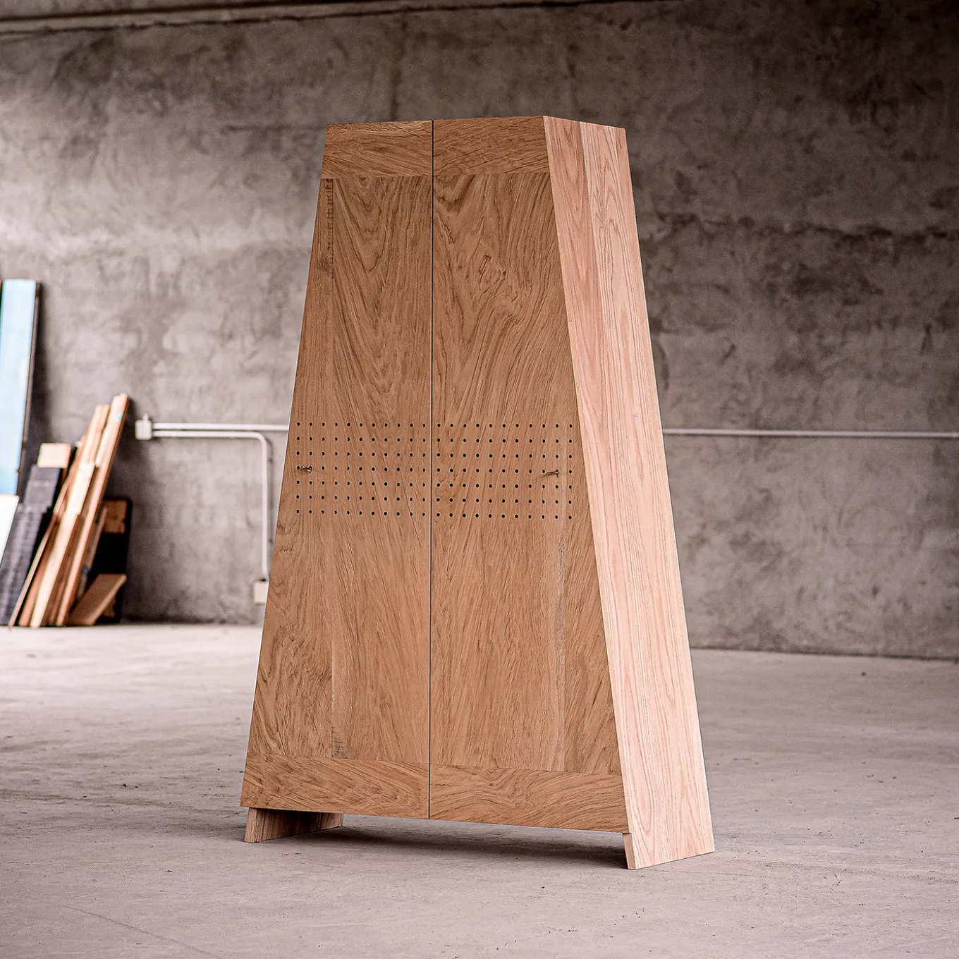 Protoformi Trapezoid Oak Wood Cabinet