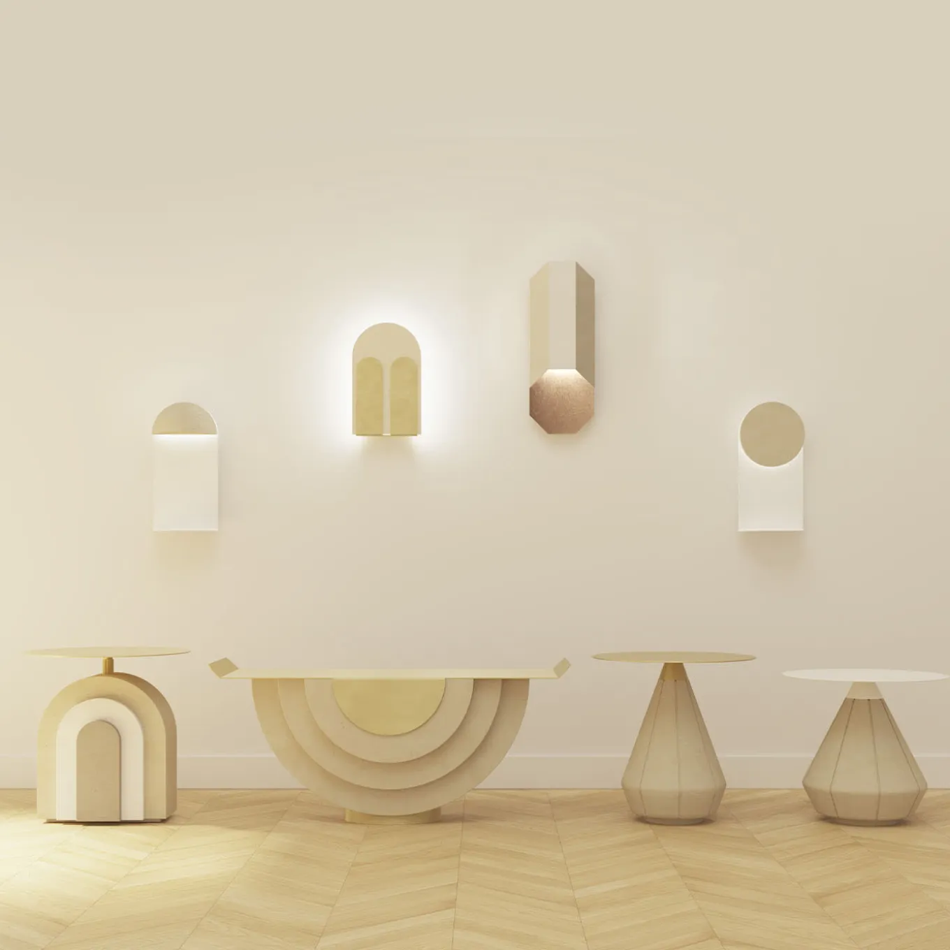 Punto A Beige Lecce Limestone Wall Lamp by Apospersano