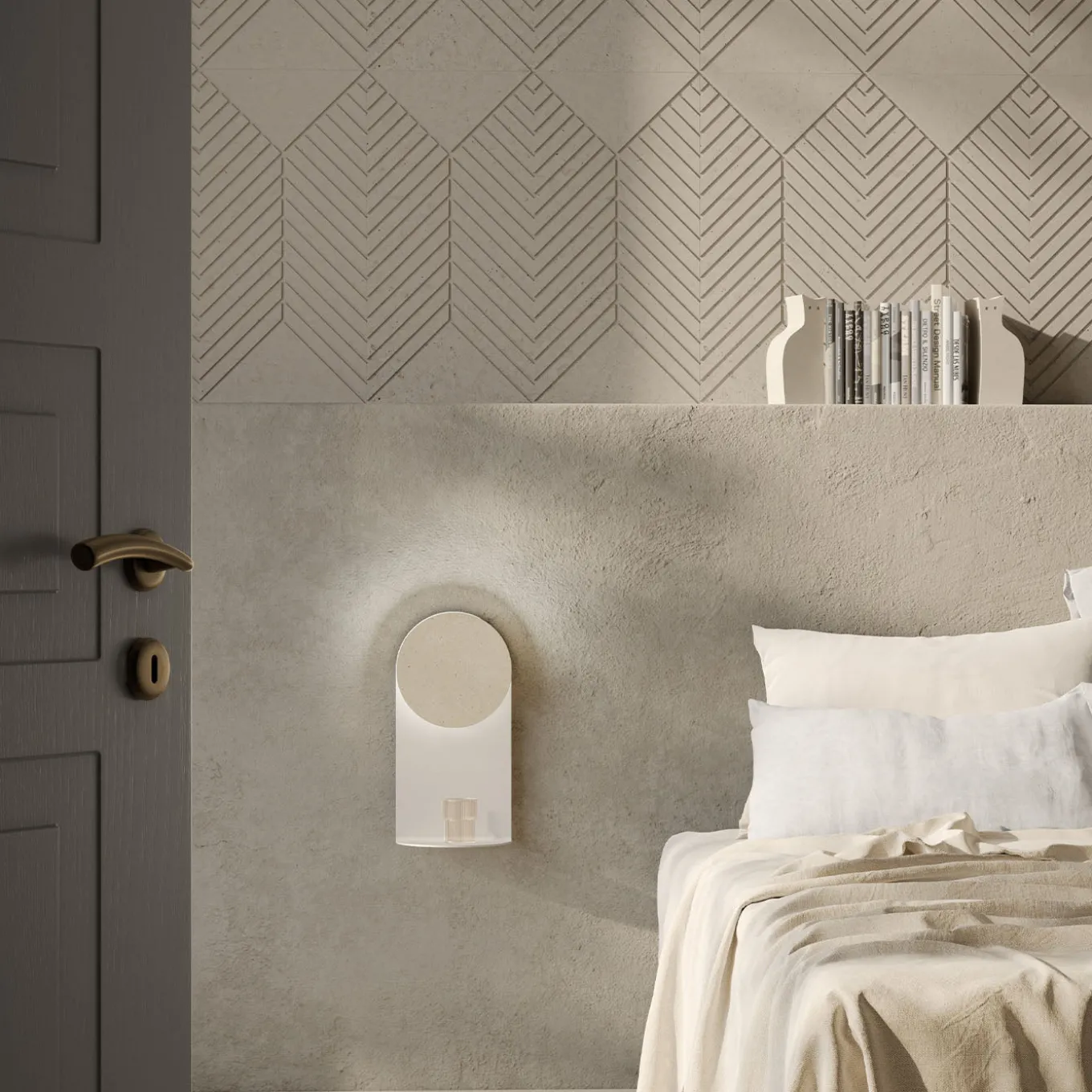 Punto A Beige Lecce Limestone Wall Lamp by Apospersano