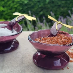 Purple Glass Salt Cellars - Set of 2