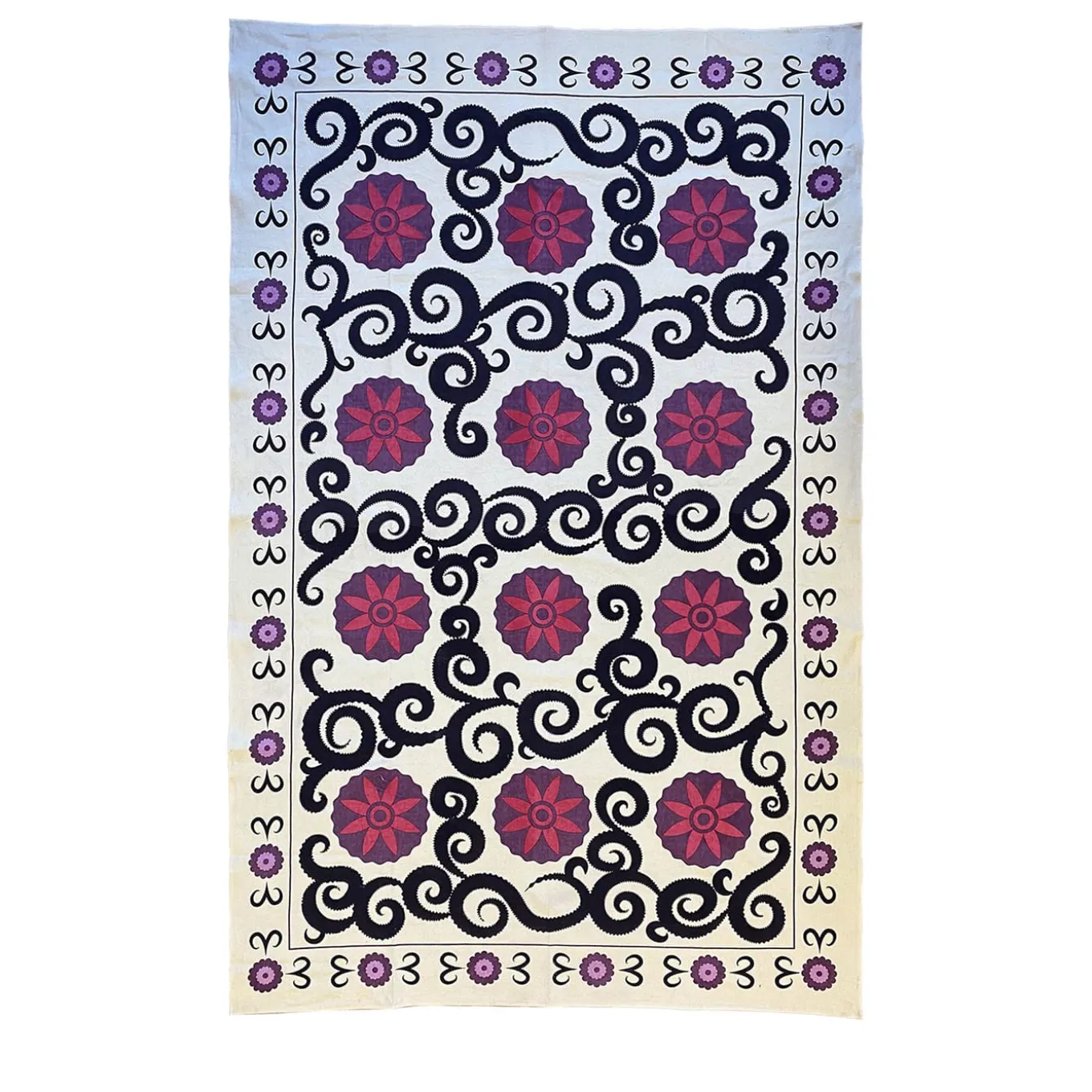 Purple Suzani Printed Cotton Tablecloth