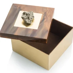 Pyrite Stones Brass Box
