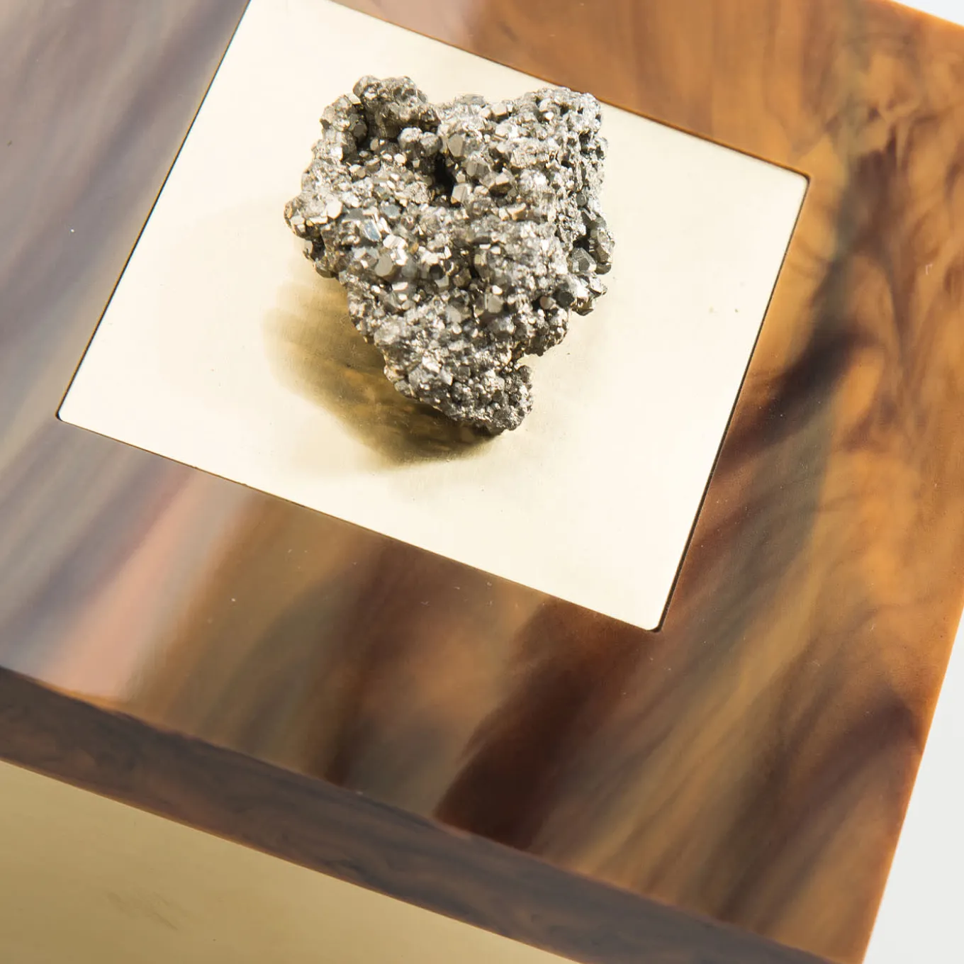 Pyrite Stones Brass Box