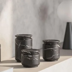 Pyxis Large Black Marquina Jar by Ivan Colominas