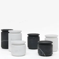 Pyxis Medium Black Marquina Jar by Ivan Colominas