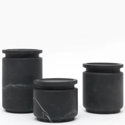 Pyxis Small Black Marquina Jar by Ivan Colominas