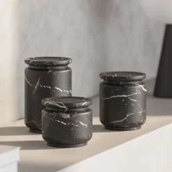 Pyxis Small Black Marquina Jar by Ivan Colominas