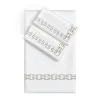 QENA Bed Sheet Set Embroidered in White Percale