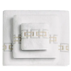 QENA White Embroidered Towel Set in Terry Cotton