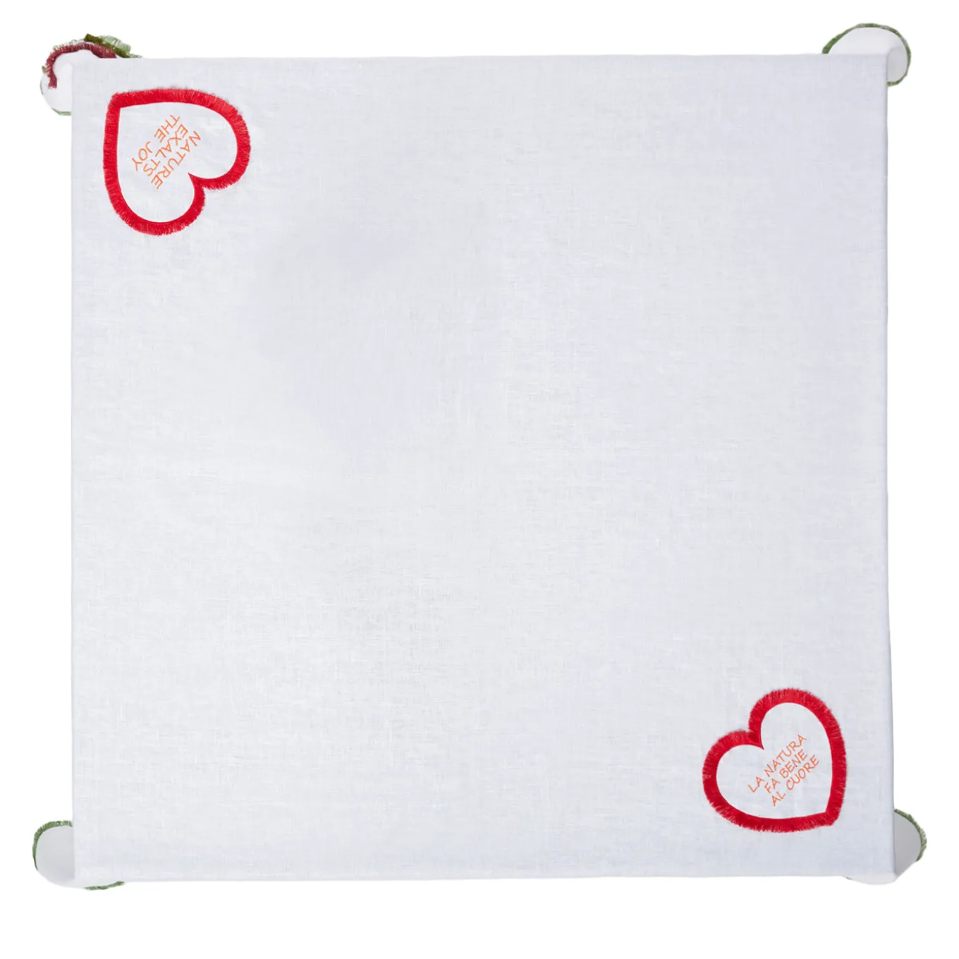 Quadrifoglio White Linen Tablecloth