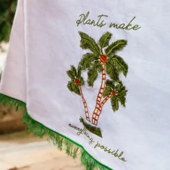 Quadrifoglio White Linen Tablecloth