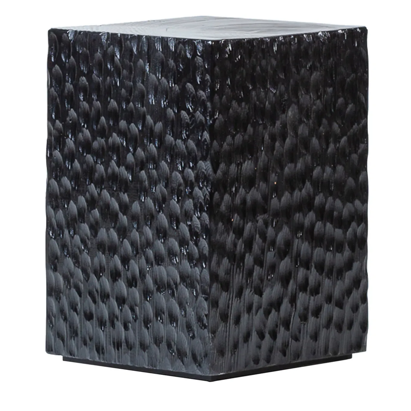 Quartus III Carved Black Stool