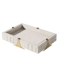 Raban R Rectangular White Leather Tray