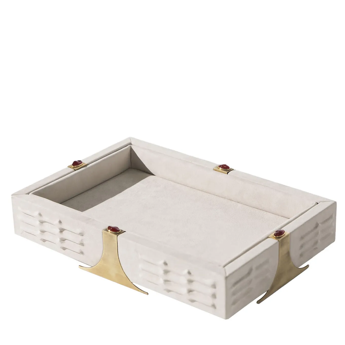 Raban R Rectangular White Leather Tray