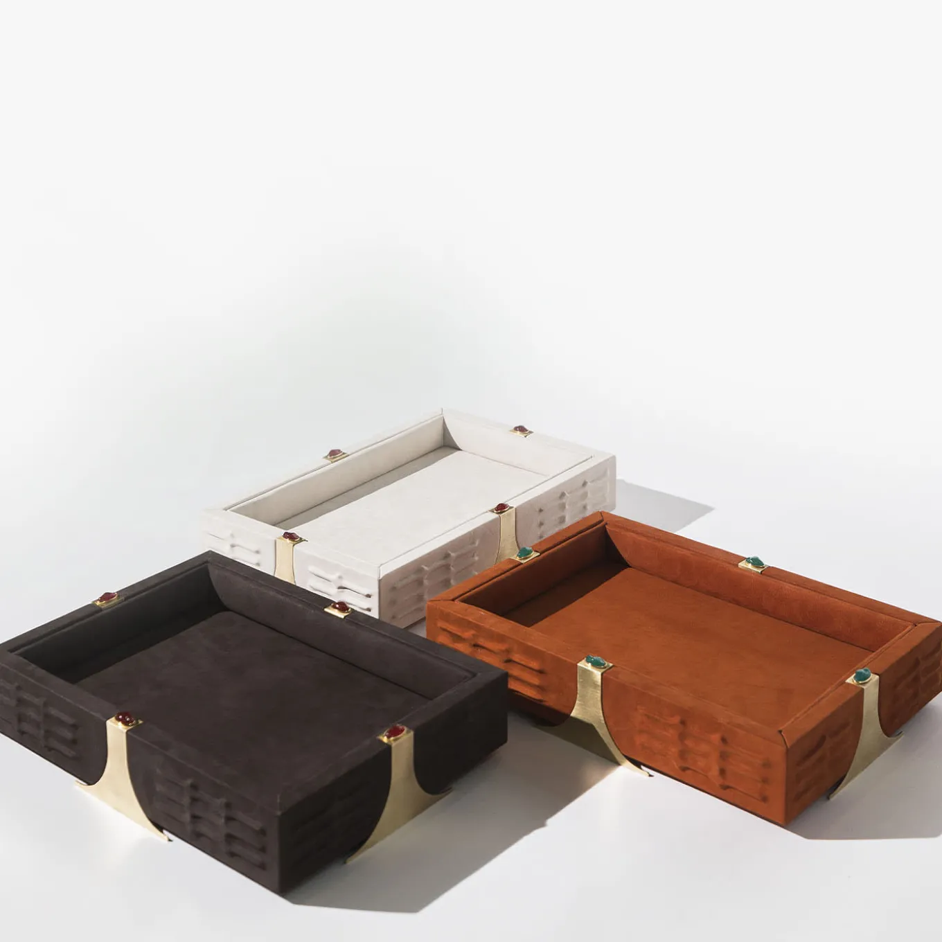 Raban R Rectangular White Leather Tray