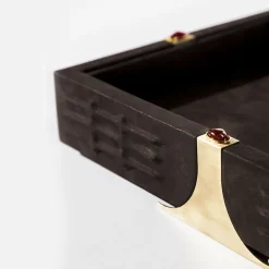 Raban S Square Brown Leather Tray