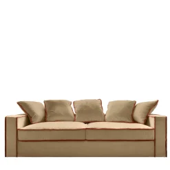 Rafaella Bio Beige & Orange Velvet 3 Seater Sofa