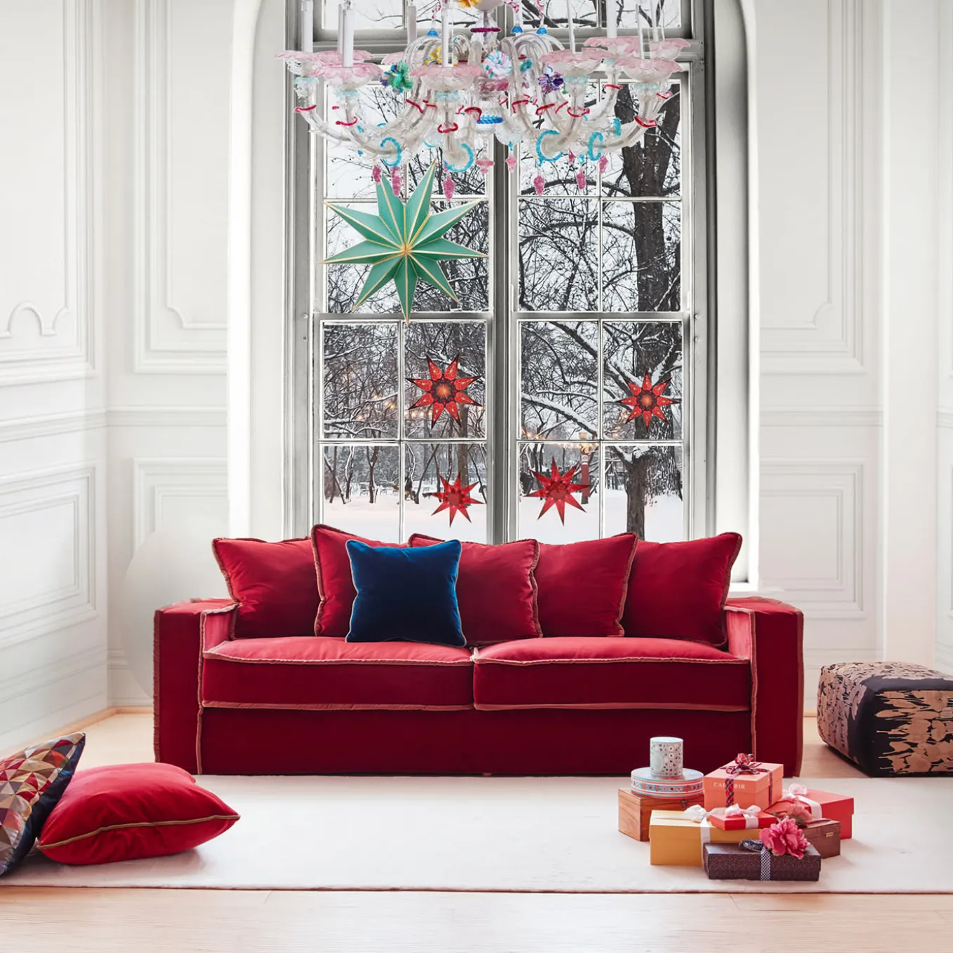 RAFAELLA BIO red and orange 3-seater SOFA