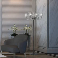 Raffaello 8-light Gray Murano Glass Floor Lamp