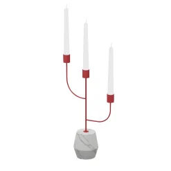 Rami White Carrara and Pink Candle Holder