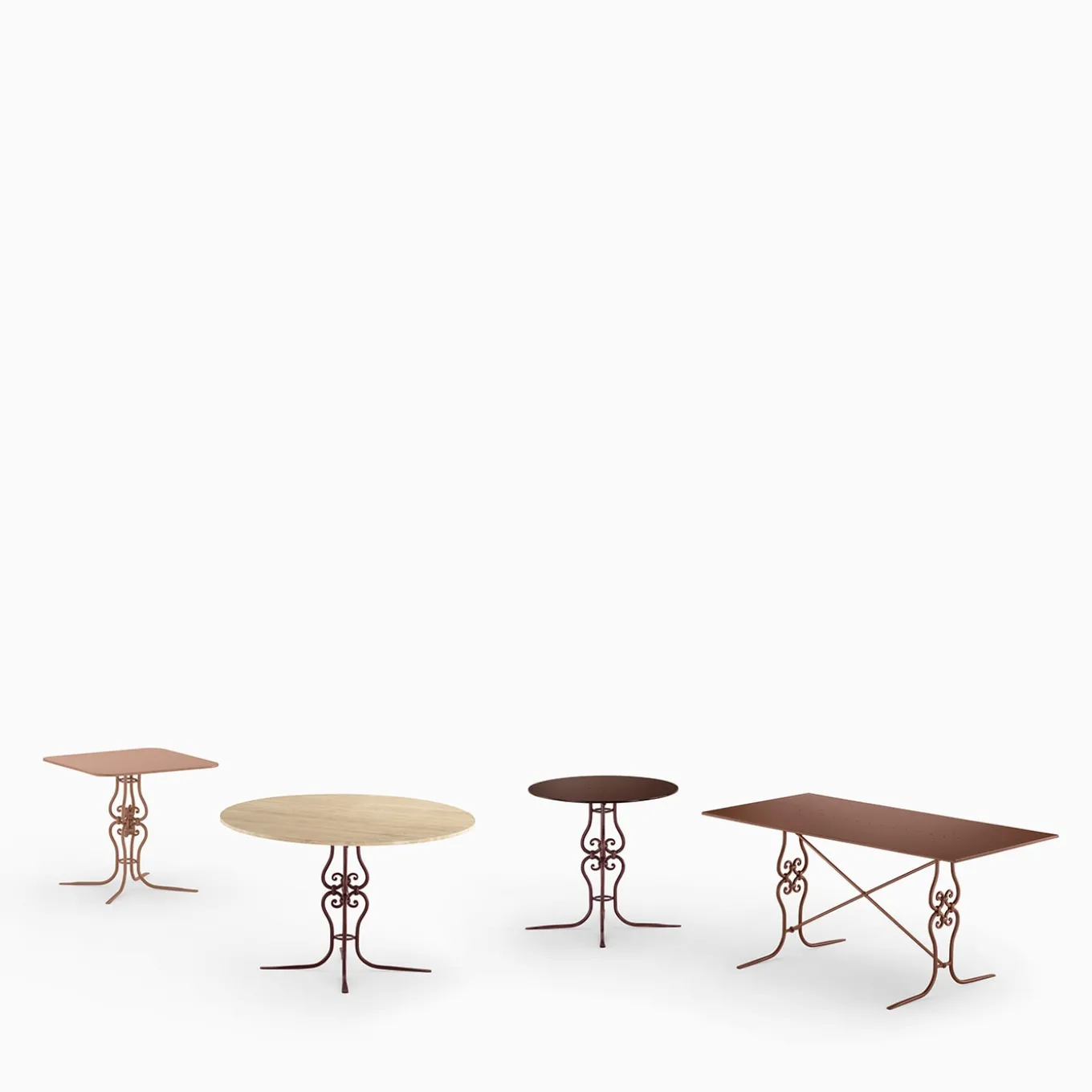 Ramorama Wrought Iron Square Light-Brown Table