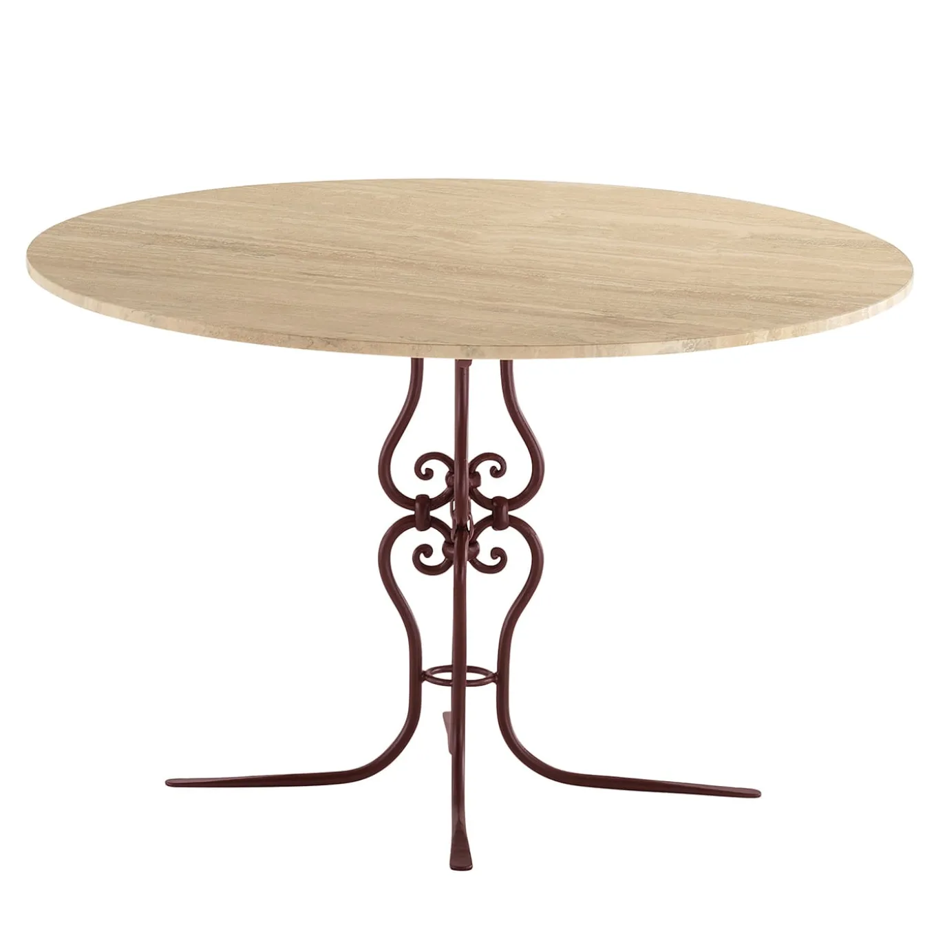 Ramorana Round Wrought Iron Travertine Table