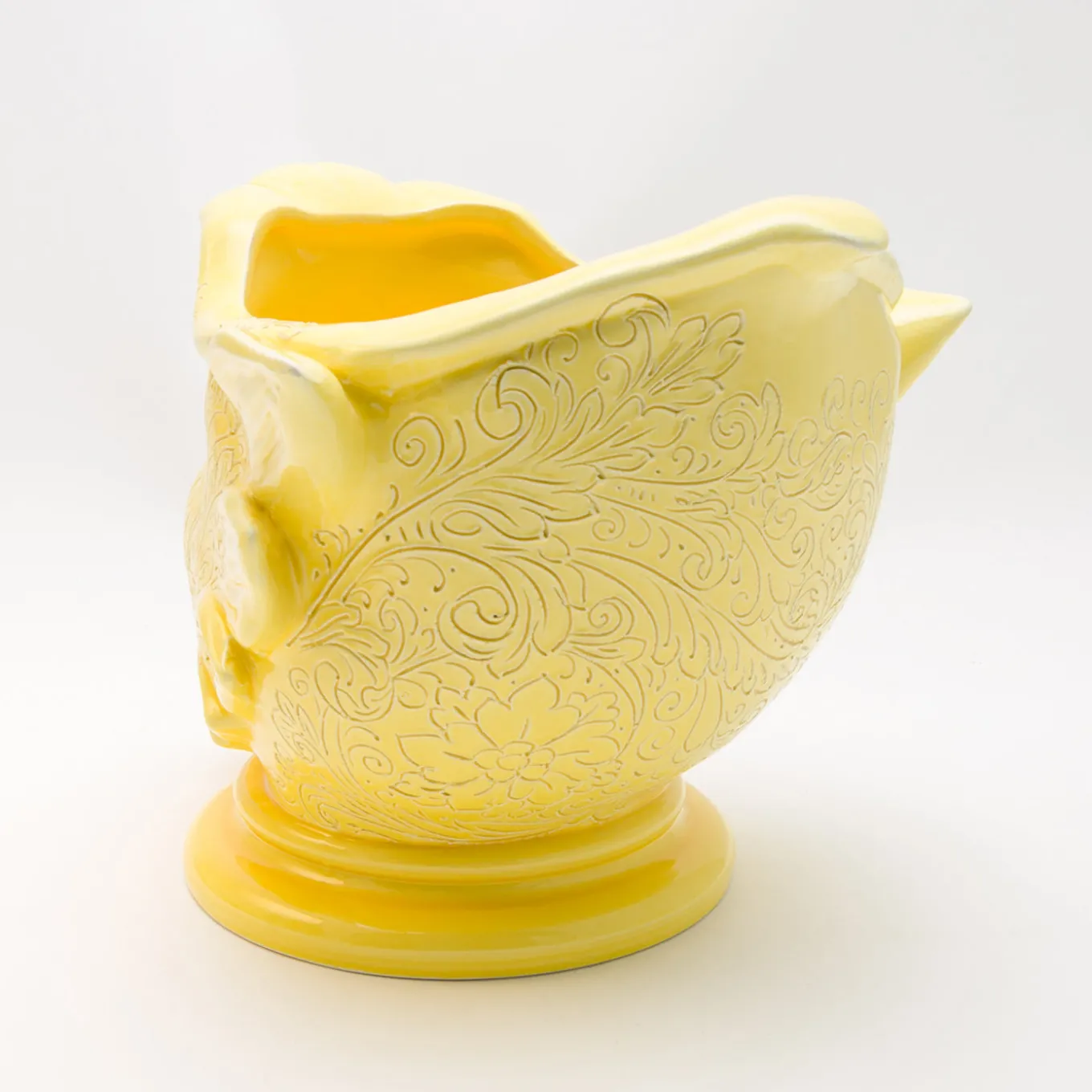Raphael Yellow Ceramic Decorative vase with Engraving
