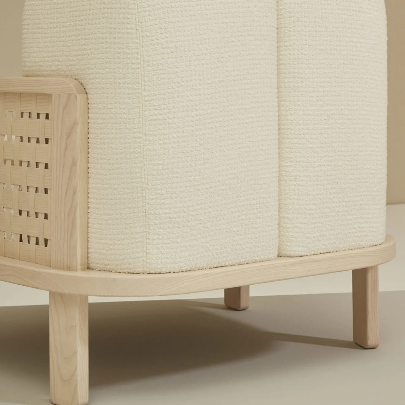 Raquette 180 Beige Armchair by Cristina Celestino