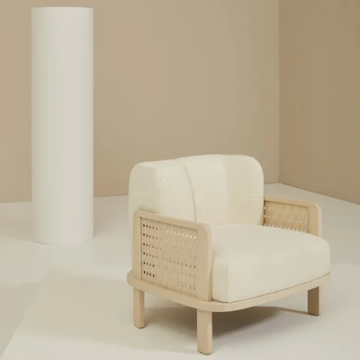 Raquette 180 Beige Armchair by Cristina Celestino