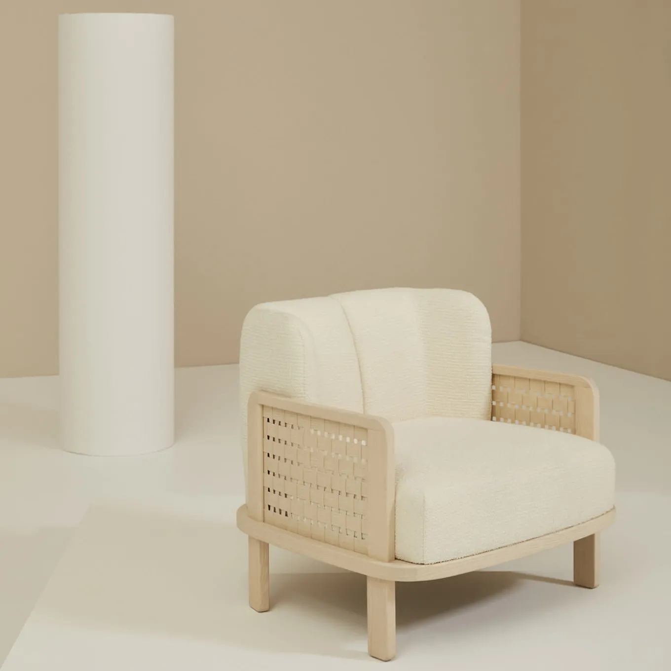 Raquette 180 Beige Armchair by Cristina Celestino